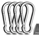 Pixel Panda 3.1&4 Inch Heavy Duty Carabiner Clips Load 1000lbs, 2&4&8Pack Large Snap Hooks for Gym, Outdoor, Swing, Hammock