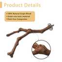 PINVNBY Parrot Perches - Soporte para pjaros naturales, palo de uva silvestre, molienda de patas de madera, accesorios y juguete para periquitos, agapornis, periquitos, cacatas y pinzones