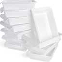 Yopay 15 Pack Plastic Art Tray for Classroom, White Craft Trays for Kids, Paper Organizer Bins, Activity Organizer Serving Tray for DIY Projects, Painting, Beads, Slime Sensory Toys