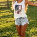 Women's American Flag Racerback Tank Top Patriotic 4th of July Sleeveless Casual Vest (XL)