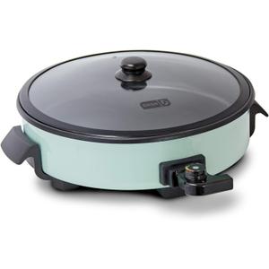 Dash Family Size Electric Skillet with 14 inch Nonstick Surface + Recipe Book for Pizza, Burgers, Cookies, Fajitas, Breakfast & More, 20 Cup Capacity, 1400-Watt - Aqua