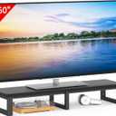YAOHUOO 45" Large TV Riser for 32-60 inch TV, TV Riser Stand Shelf with Steel Legs, Tabletop TV Stand Riser for Home Office,Black