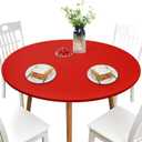NEWISHER Round Fitted Table Cover Spandex Stretch Tablecloth Red Table Top Cover with Elastic Edged for Dining Picnic Patio 48 inch