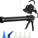 Heavy Duty Sausage Tube Caulk Gun,25:1 Thrust Ratio Professional Caulking Gun for 20 oz Sausage Pack /10 oz Cartridge Adhesives,Replaceable Nozzle Tips Included