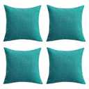 Set of 4 Teal Blue Throw Pillow Covers Neutral Textured Linen Decorative Pillowcases 18x18 Inch, Farmhouse Rustic Outdoor Pillow Cover Square Accent Cushion Cases for Sofa Couch Home 