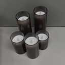 Homemory Gray Flickering Flameless Candles, Battery Operated Acrylic LED Pillar Candles with Remote Control and Timer, Halloween Decor, Set of 5