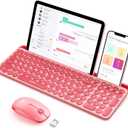 seenda Bluetooth Keyboard and Mouse for iPad, CTU-301 Wireless Multi-Device Connection Bluetooth+2.4G Keyboard Mouse Combo with Tablet Holder for iPad/ MacBook/ Windows, iOS/ Andriod/ Phone, Coral Pink