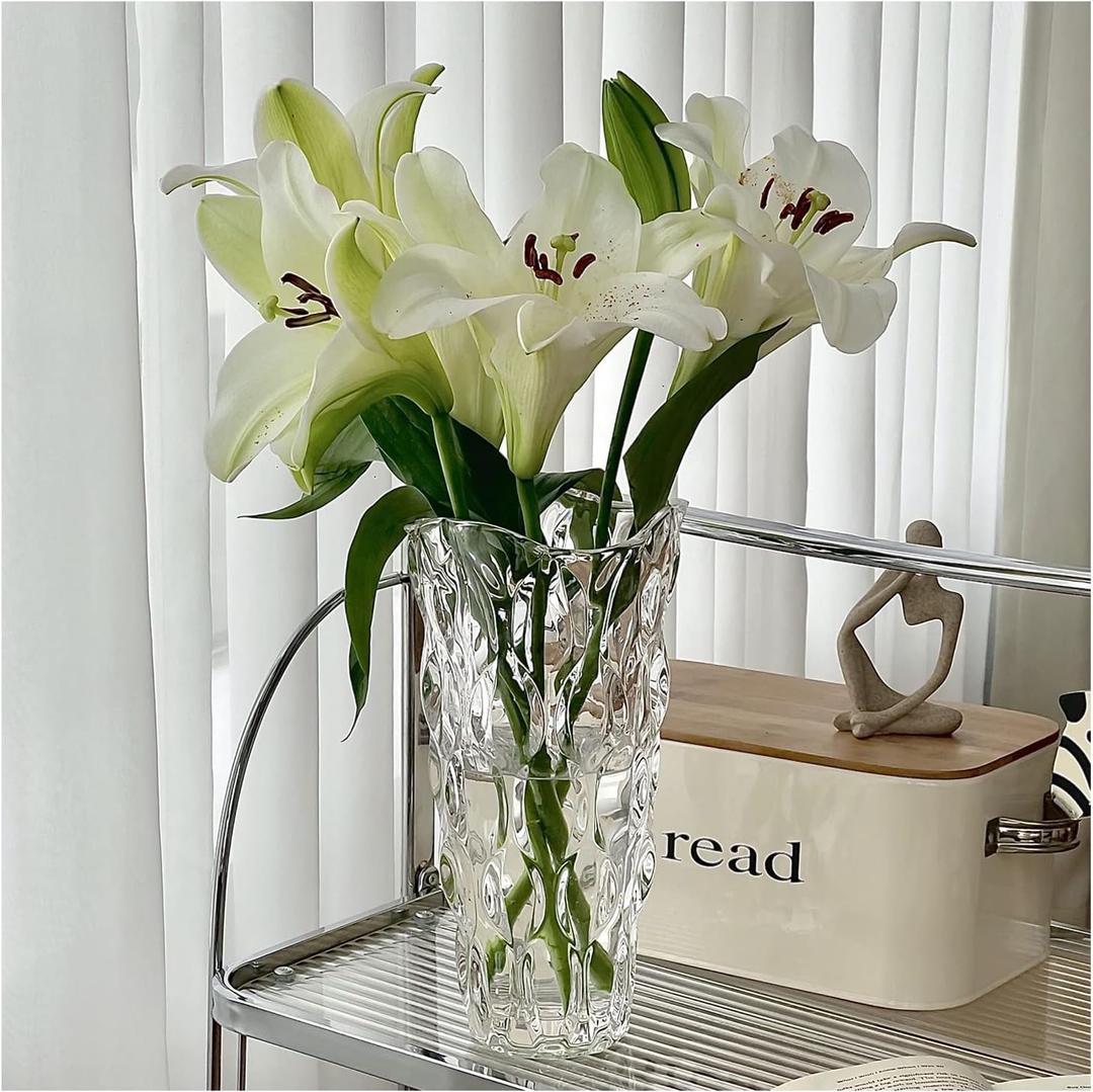 Modern Crystal Clear Glass Vase for Flower Heavy Duty Tall Home Centerpieces Decoration (Clear)