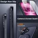 SPIDERCASE Designed for iPhone 16 Case, Magnetic Translucent [2+Full Coverage Tempered Glass Screen Protector] [Full Camera Protection] Anti-Fingerprint Anti-Scratch for iPhone 16 6.1, Black