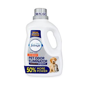Febreze Laundry Detergent Additive for Pet Supplies, Maximum Strength In Wash Pet Odor Eliminator, Designed to Remove Tough Odors in Fabrics and Clothing in a Single Wash, Fresh Scent, 98 fl oz