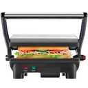 Chefman Electric Panini Press Grill, Compact 2Slice Sandwich Maker, NonStick Coated Plates, Opens 180 Degrees, Dishwasher Safe, Removable Drip Tray, Stainless Steel/Black