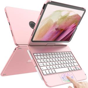 TQQ Touch for iPad (A16) 11th Generation Case with Keyboard (11", 2025) & 10th Gen (10.9", 2022) - 360 Rotatable, Thin & Light, Multi-Touch Trackpad for iPad (A16) 11th/10th Gen (Pink)