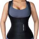 Neoprene Sauna Sweat Waist Trainer Corset Trimmer Vest for Women Tummy Control, Waist Cincher Body Shaper (4X-Large, Black One Belt With Zipper)