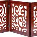 3-Section Adjustable and Scrolled Wooden Pet Gate by Etna
