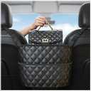Car Purse Holder Between Seats - Large Capacity Leather Car Net Pocket Handbag Holder - Universal Car Storage Pocket for Phone,Key,Purse,Bottle,Umbrella purse holder for car