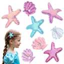 Oruola 8pcs Seashell Hair Clip,Glitter Starfish Seashell Starfish Hair Clips,Multicolor Beach Hair Accessories,Shell Hair Clip with Pearls,Starfish Hair Clip for Women Girls Beach Wedding