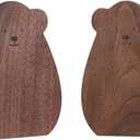 Muso Wood Bookends for Shelves, Decorative Book Ends for Children, Non-Skip Wooden Bookends for Office/Home/School (Walnut 1 Pair)