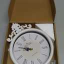 Small Retro French Decorative Wall Clock, Ivory White Antique Vintage Boho Style, Battery Operated Silent Decor Wall Clocks for Farmhouse,Bathroom,Bedroom,Kitchen(10.23" H x 7.87" W)