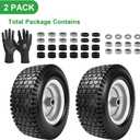 2 x 13x5.00-6 Flat Free Lawn Mower Tire and Wheel,13 x 5 x 6 Riding Lawn Mower Tires and Wheel With 3" Centered Hub and 3/4" & 5/8" Bearings (2-Pack)