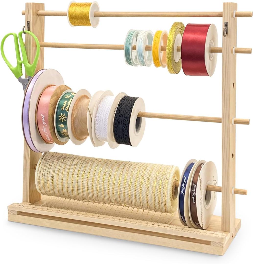 SGIBYN Ribbon Display Holder Spacing Adjustable,Craft Room Supply Storage and Organization,Washi Tape Organizer,Sewing Thread &Journaling Tapes Holder,Hair Ribbons Storage Rack, Gift Wrapping Supplies