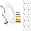 Ensenior 5/6 Inch 5CCT LED Can Lights 12 Pack, Retrofit Led Recessed Lighting, Baffle Trim, Dimmable, 9W=110W, 1000LM, 2700K/3000K/3500K/4000K/5000K Selectable, IC Rated - ETL & FCC