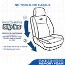 Skechers Slip-Ins Seat Covers, Memory Foam 3D Tyre Embossed Leather Car Seat Covers Front Seats Airbag Compatible, Universal Automotive Comfort for Most Cars, Vans, Trucks, SUV, Black