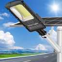 OKPRO 20000W Large Solar Street Lights Outdoor Waterproof, IP66 7000K 320 Wide Angle Heavy Duty 40000mah Dusk to Dawn Solar Lights for Commercial/Parking Lot/Yard, Luces Solares para Exteriores