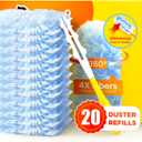Heavy Duty Duster Refills for Swiffer Duster, 20 Count Duster Refills with 1 Handle, Multisurface 360 Dusters with 4X Microfibers, Unscented Disposable Dusters forCleaning (Blue)