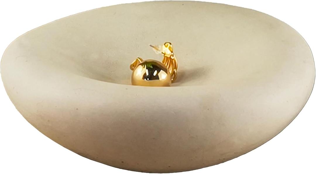 6.3 Inch Cloud Bowl, Decorative Concrete Bowl for Home Decor, Key Tray for Entryway Table, Concretes Jewelry Tray, Asymmetrical Concrete Organic Bowles (Beige)