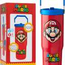 Get Trend Super Mario Tumbler Stainless Steel with Straw 30oz Kids Teens Insulated Cup with Lid Travel Mug Cups for School Sports Gifts for Kids (Red Super Mario)