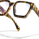 livho Oversized Blue Light Blocking Glasses for Woman - Rectangle Fashion Glasses for Computer, Chic Preppy Frame (*Coco Tortoise)