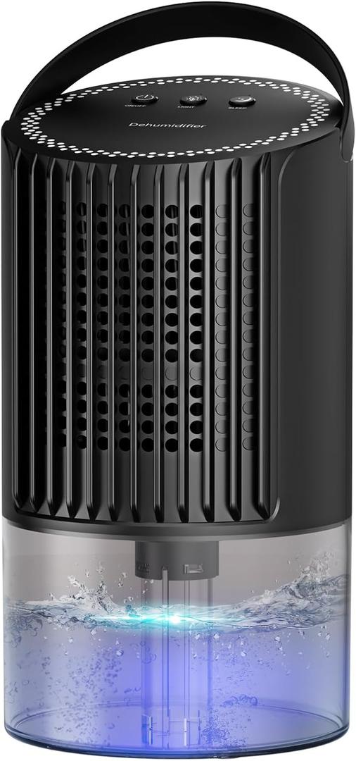 Dehumidifier, 34oz Small dehumidifiers for home, Ultra Quiet (25dB) 350 sq ft Mini Dehumidifier, Portable for Bathroom Bedroom Closet Basement RV, with 7-Color LED, Smart Defrost, Auto Shut-Off (Black)