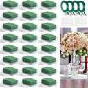 Sabary 24 Sets Flower Foam with 6 Inch Clear Plastic Bowl for Floral Arrangements Wet Floral Foam 4 Roll 32.8 yd Tape 60 Gram White Adhesive for Tall Vases Centerpiece Table Party Wedding Decor