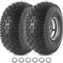 AR-PRO 15 x 6.00-6" Tubeless Tire and Wheel Assemblies, Compatible with John Deere Craftsman Riding Lawn Mower Front Tires, 3" Centered Hub and 3/4" Bushings (Set of 2)