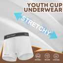 Davion Baseball Cup Youth Boys Underwear with Protective Athletic Cup for Boys, Soft Sports Protection for Baseball Football (White, M)