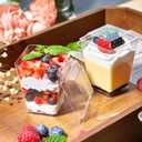 mwellewm 400 Pcs Dessert Cups with Lids and Spoons, 5 OZ Parfait Cups 3 OZ Plastic Desert Cups Clear Mini Shooter Cups for Party Reusable Small Appetizer Serving Fruit Cup Ice Cream Cake Pudding