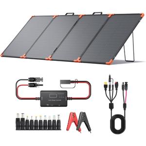 200 watt Portable Solar Panel with 20A PWM Controller,Camping Essentials,200W 19V Foldable Solar Panel for Power Station&12V Battery,23.5% High Efficiency IP68 Waterproof 4 Kickstands for RV Camping