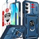 LeYi for Samsung Galaxy A17/16-5G Phone Case: Galaxy A17 Screen Protector Tempered Glass X 2 with Samsung A16 5G Case, Kickstand Heavy Duty Shockproof para Cell Phone Cover Galaxy A16 5G, Blue