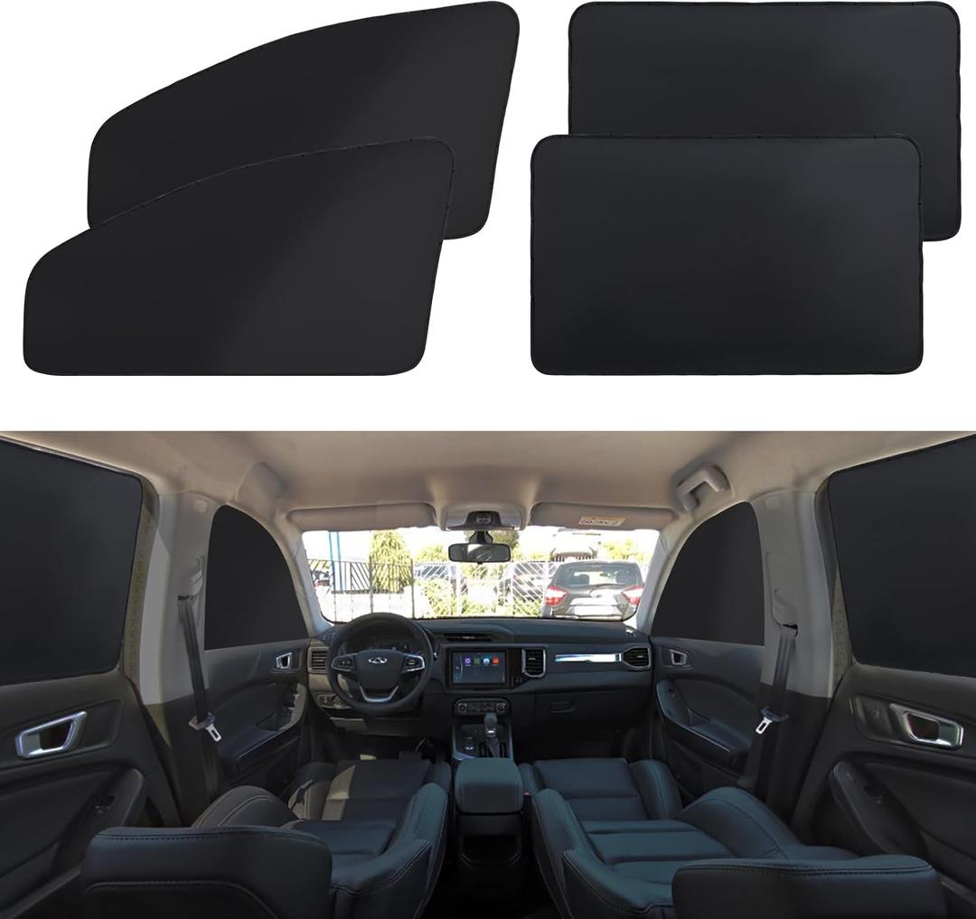 XCBYT Car Window Shades - 4 Pcs Car Privacy Curtains - 100% Block Light Car Window Covers - Magnetic Side Window Sun Shade Keeps Cooler for Breastfeeding, Taking a nap, Changing Clothes, Camping