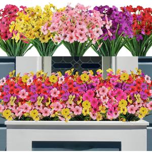 AmyHomie 20 Bundles Artificial Flowers for Outdoor Outside Spring Summer Decoration UV Resistant Faux Flowers No Fade Fake Plastic Plants Garden Porch Window Box Decorating(Mix Color)