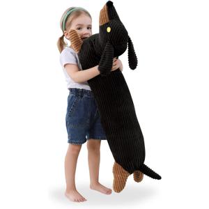 Dachshund Stuffed Animal 36 in Black, Weiner Dog Stuffed Animal Long Body Pillow, Cute Funny Large Dachshund Toys Plush Decor Ideal Gift for Kids and Adults