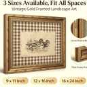Vintage Gold Framed Wall Art, Brown Gingham Sketch Ducks Canvas Prints, Retro Rustic Farmhouse Animal Picture Wall Decor, Country Cottagecore Goose Poster Artwork for Living Room Bedroom