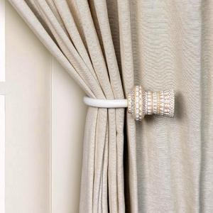Decorative Curtain Drapery Holdbacks with Boho Style Round Carved Finials (White, Set of 2)