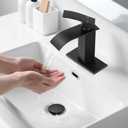 Matte Black Bathroom Faucets, Waterfall Bathroom Sink Faucet Modern Single Handle Bathroom Faucte 1 or 3 Hole, RV Mixer Tap Vanity Faucet - Includes Pop-up Drain Supply Hoses Deck Plate