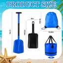 4 Pcs Beach Sand Castle Tools Kit Include Big Collapsible Aluminum Sand Shovel, 16 L Foldable Bucket, Super Scoop and Drawstring Pocket for Adults Summer Build Sandcastles