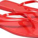 Women Flip Flops Jelly Shoes Thong Sandals Flat Slides Clear Jellies Pool Slippers Bathroom Summer Beach Size 8 Ladies Non Slip Dress Comfortable Quick Drying Soft (Red)