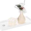 uxcell Silicone Bathroom Tray, 11.8" x 4.9" Rectangular Vanity Tray for Dresser Top, Toilet, Small Tray for Soap Dispenser Lotion Bottles Perfume Jewelry Candle, White