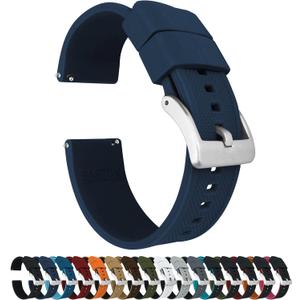 BARTON Elite Silicone Watch Bands - Quick Release - Choose Strap Color & Buckle Color (Stainless Steel, Black PVD or Gunmetal Grey) - 18 Mm, 20 Mm, 22 Mm & 24 Mm Watch Straps (Navy Blue)