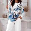 CHICME Womens Pajamas Sets 2 Piece Long Sleeve Lounge Set Loose Pants Pj Sets Loungewear with Pockets (White, XXL)