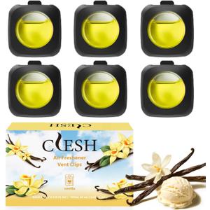 Car Air Fresheners, Vanilla, 6-Pack, 4ml Each, Odor Eliminator